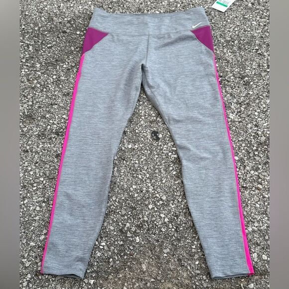 NWT Nike Dri-Fit Gray and Pink Athletic Leggings - Picture 1 of 5